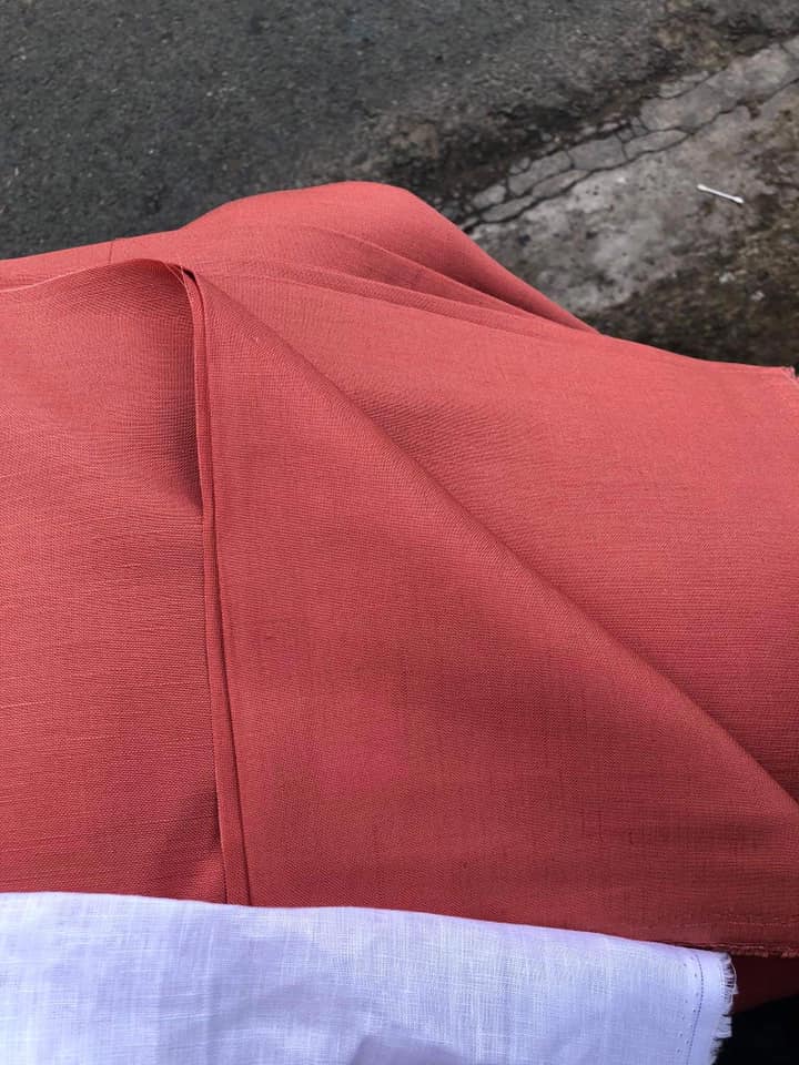 Vải linen ướt màu cá hồi đậm