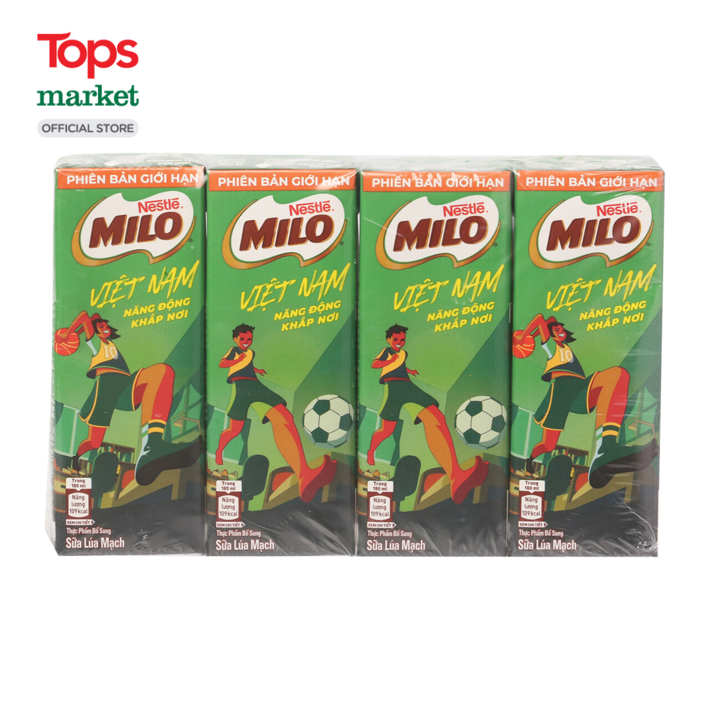 Lốc 4 Thức Uống Lúa Mạch Nestlé Milo 180Ml