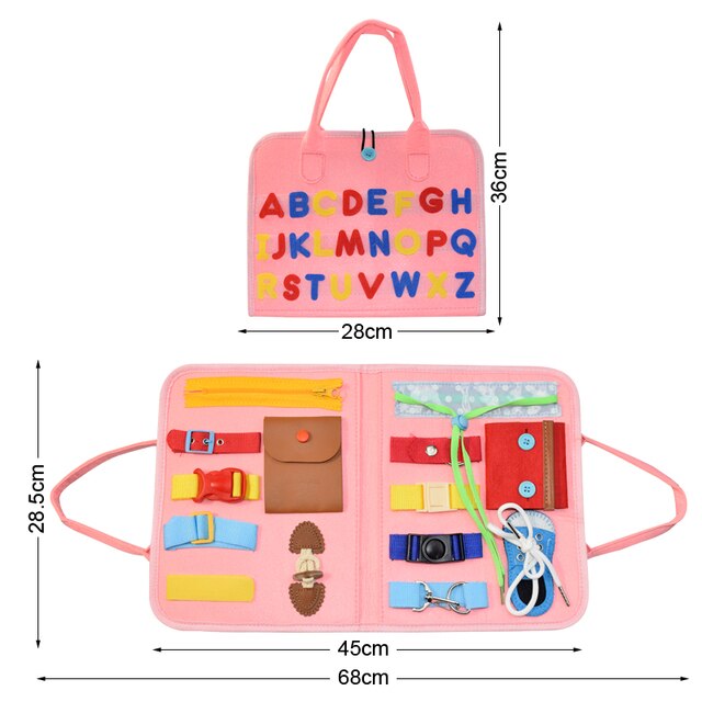 Kids Busy Board Buckle Montessori Toys Baby Learns Life Skills With