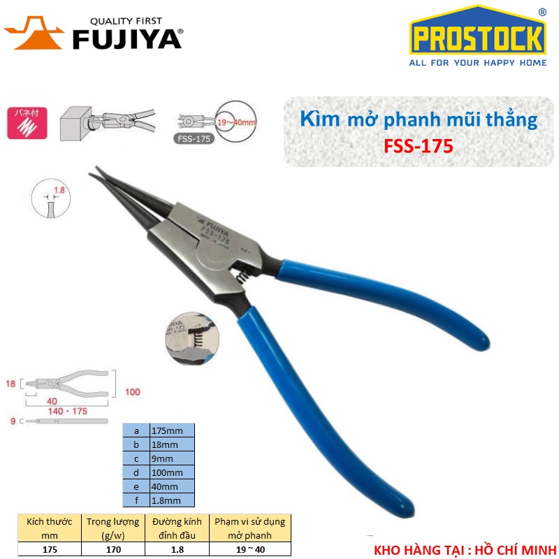 [HCM]Kìm mở phanh mũi cong  Fujiya FSS-175