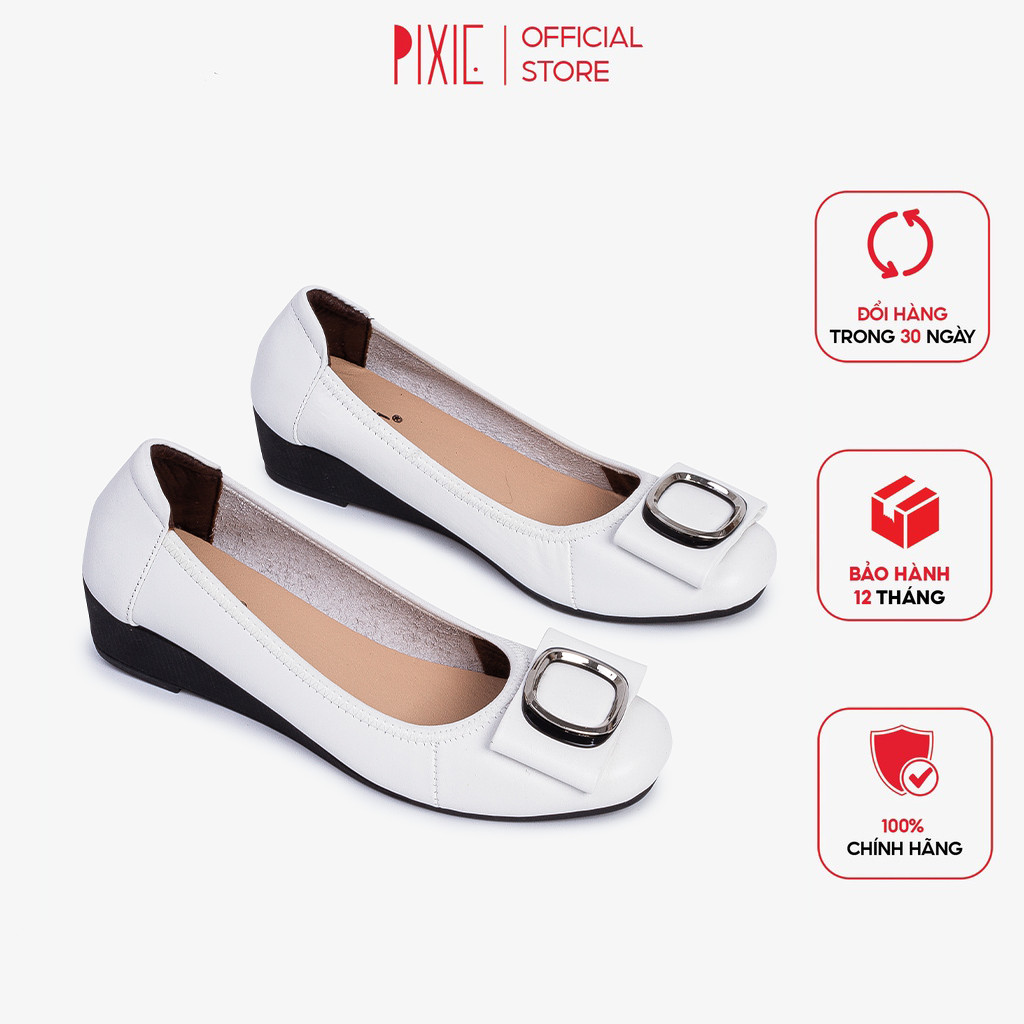Giày búp bê đế xuồng da thật khoá tròn pixie x665