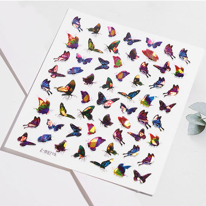 [HCM]Sticker nail 3D bướm phát sáng đổi màu