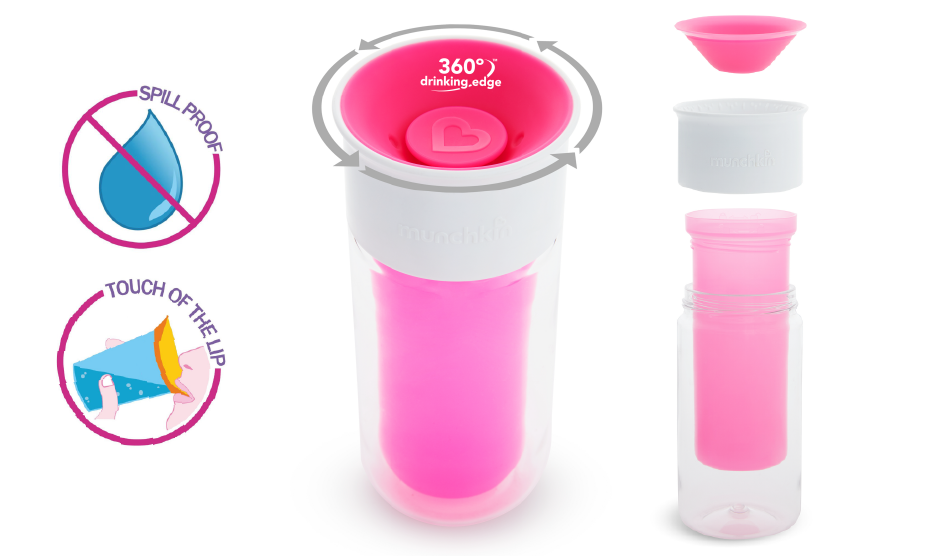CỐC 360 ĐỘ CHỐNG ĐỔ GIỮ NHIỆT KÈM STICKER MUNCHKIN (266ML)
