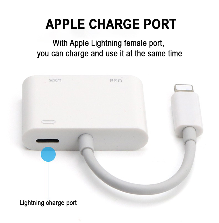 Cáp Chuyển Đổi Apple Lightning Sang 2 Cổng USB Dùng cho iPhone, iPad