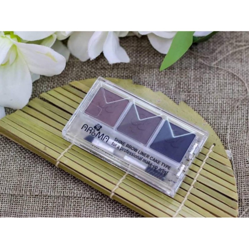 [HCM]Bột Kẻ Mày 3 Ô Hàn Quốc Aroma shine Brown Liner Cake Type (7.2g)