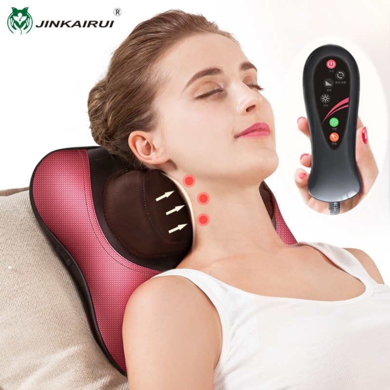 Jinkairui Mát xa điện cho cổ vai Eo trở lại cơ thể gối nhào nặn Massage gối Lumbar Pad