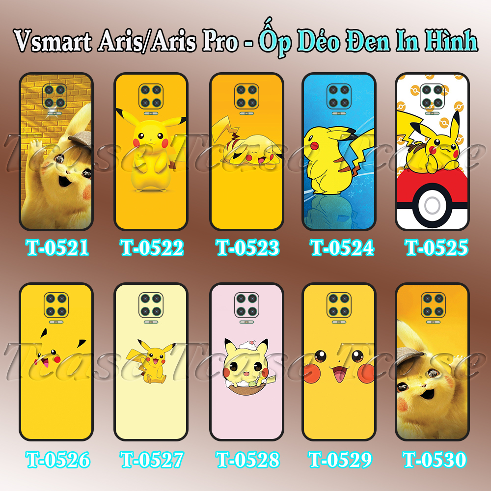 [HCM]Ốp lưng Vsmart Aris/ Aris Pro dẻo đen in hình Pikachu
