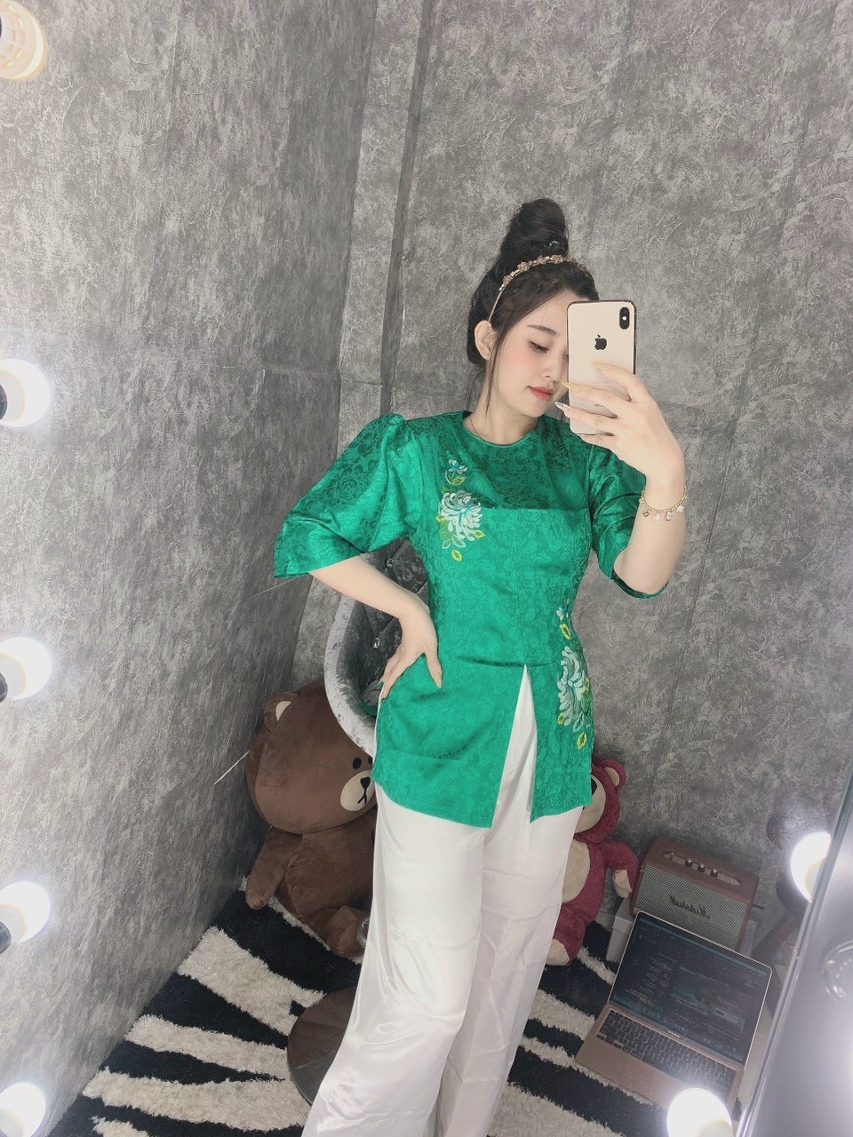 ÁO BÀ BA CÁCH TÂN LỤA GẤM DÂY KÉO