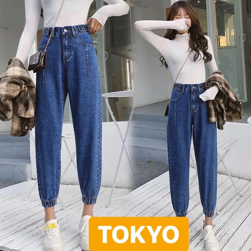 QUẦN JEAN BAGGY NỮ CHẤT BÒ XANH ĐẬM TÚM GẤU HOT TREND LƯNG CAO NÂNG MÔNG TAMAKI TOKY-335 CAO CẤP - TOKYO FASHION