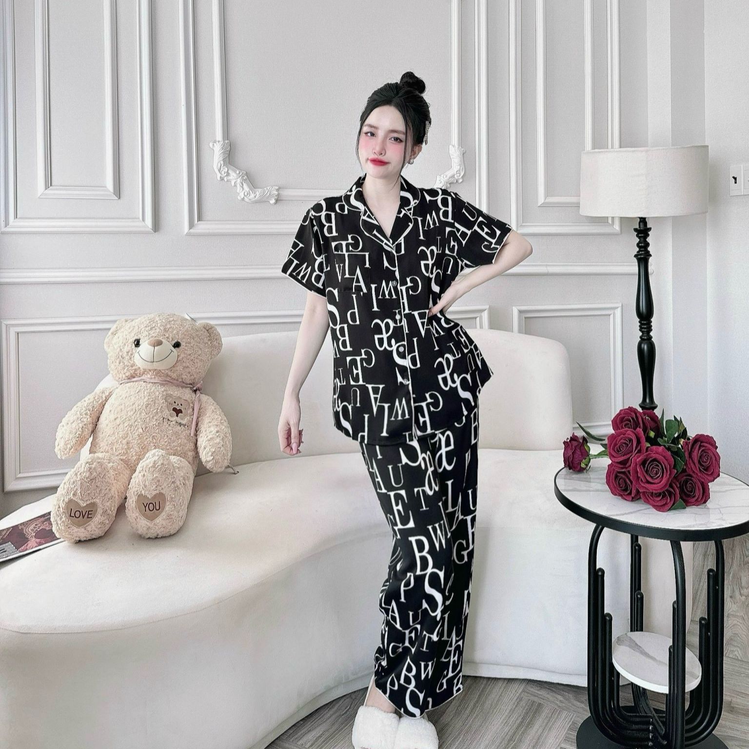 Đồ bộ bigsize 50-100kg đồ mặc nhà mắt dành cho nữ chất lụa Mango mềm mịn cao cấp
