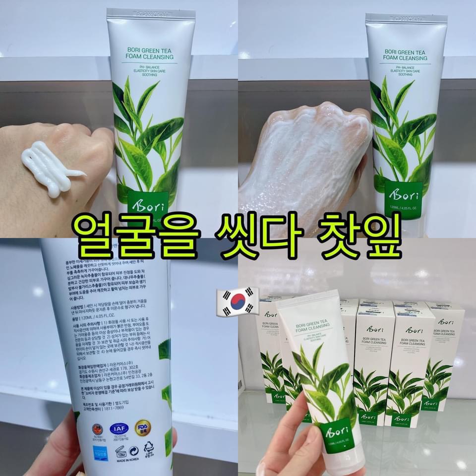 [Nhập Khẩu 100%] Sữa Rửa Mặt Trà Xanh Bori - Sạch Sâu, Ngừa Mụn, Dưỡng Trắng, Dịu Nhẹ Cho Da 120ml
