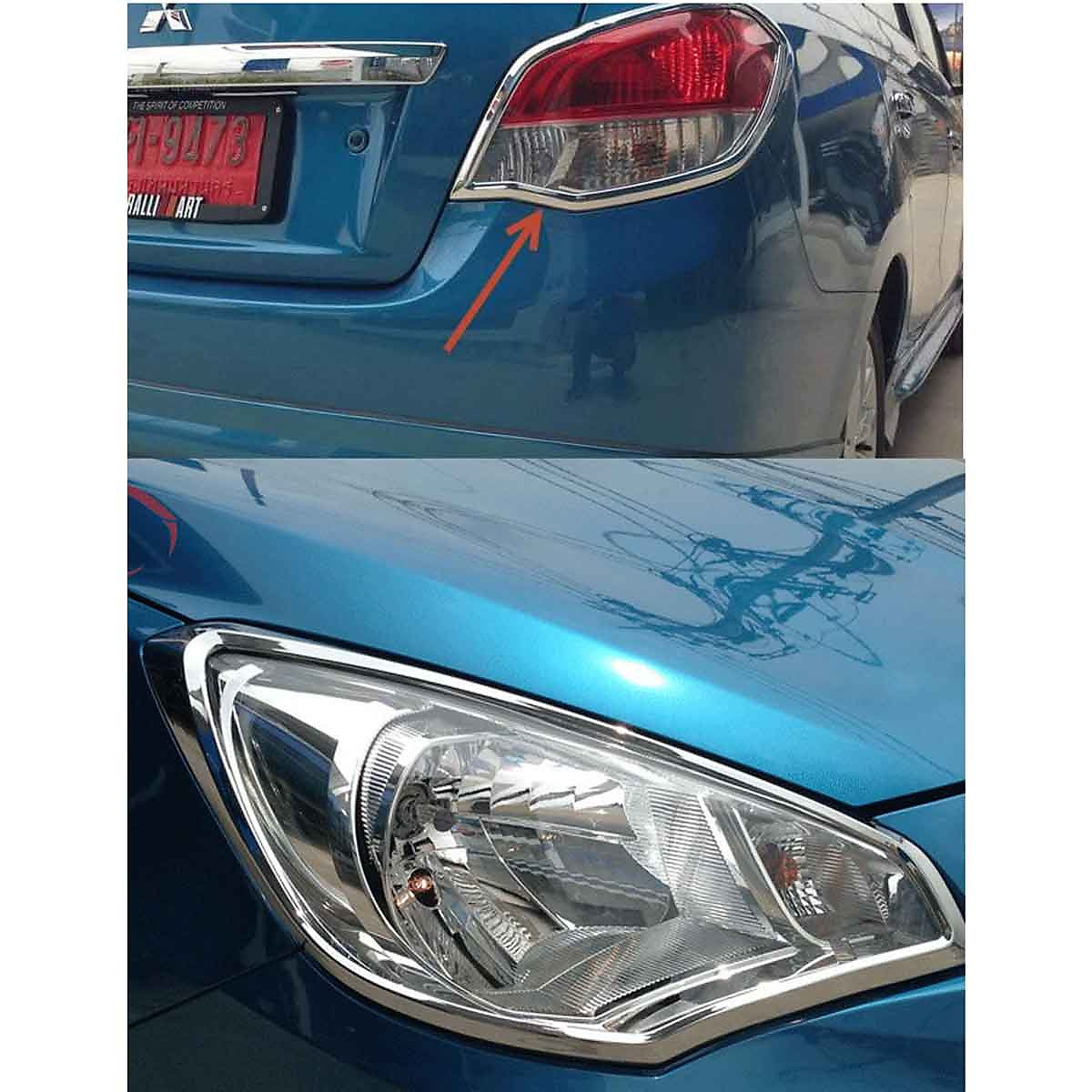 Ốp Viền Đèn Pha, Hậu Mạ Crom Dành Cho Xe Ô Tô Mitsubishi Attrage 2015-2020