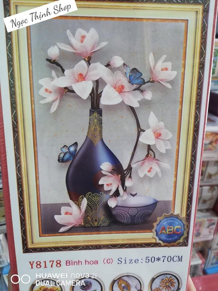 Tranh đính đá bình hoa mã y8178 kt:70x50cm