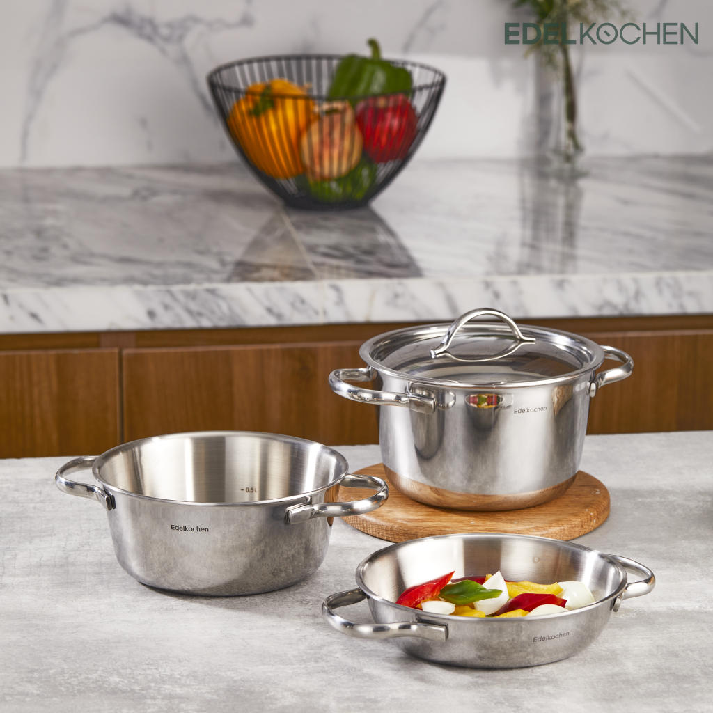 [HCM]Bộ nồi mini Edelkochen 3 lớp Đáy từ 16cm