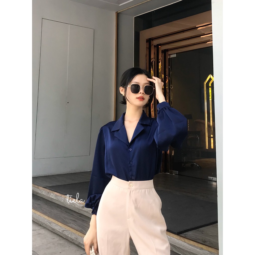 TIELA Áo sơ mi lụa cổ vest - Ceci Shirt