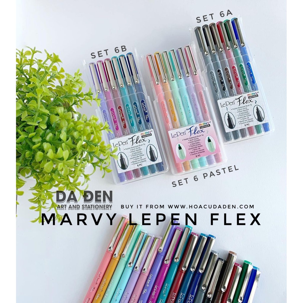 [HCM]Bộ 6/12 Bút LePen Flex Đầu Brush Marvy 4800