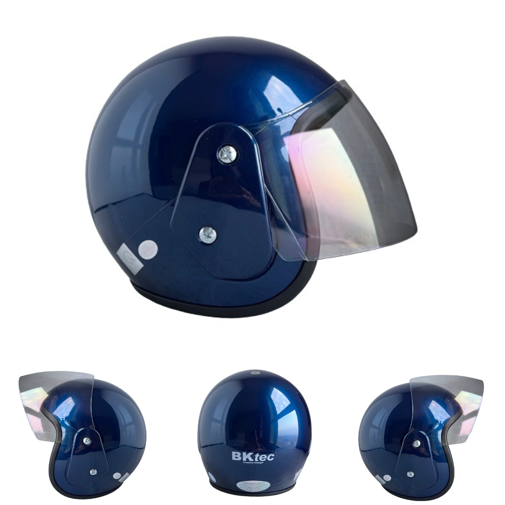 mũ bảo hiểm trùm 3 4 đầu - BKtec BK19 - Màu xanh bóng - Vòng đầu 56-58cm