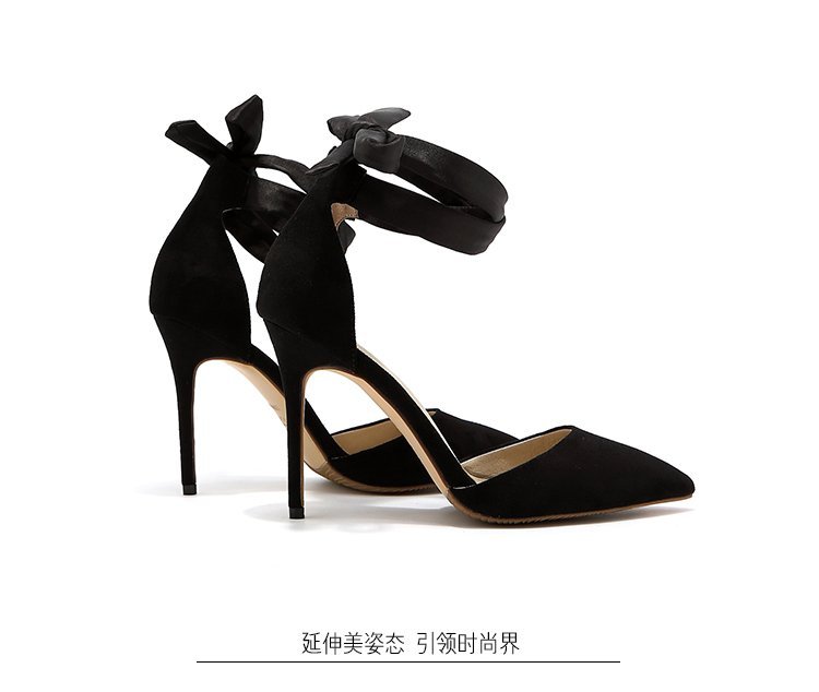 Giày cao gót da lộn buộc nơ cực sang mã SHC49