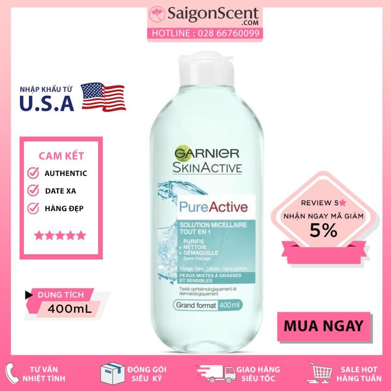 Tẩy Trang Garnier Pure Active Solution Micellarie Tount en 1 ( Cho Da Dầu / 400mL ) tốt nhất