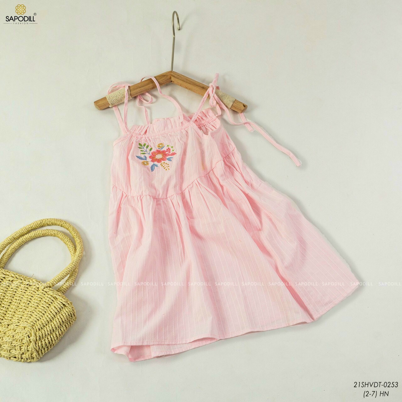 [SIZE NHÍ] ĐẦM 2 DÂY THÊU HOA TINH TẾ