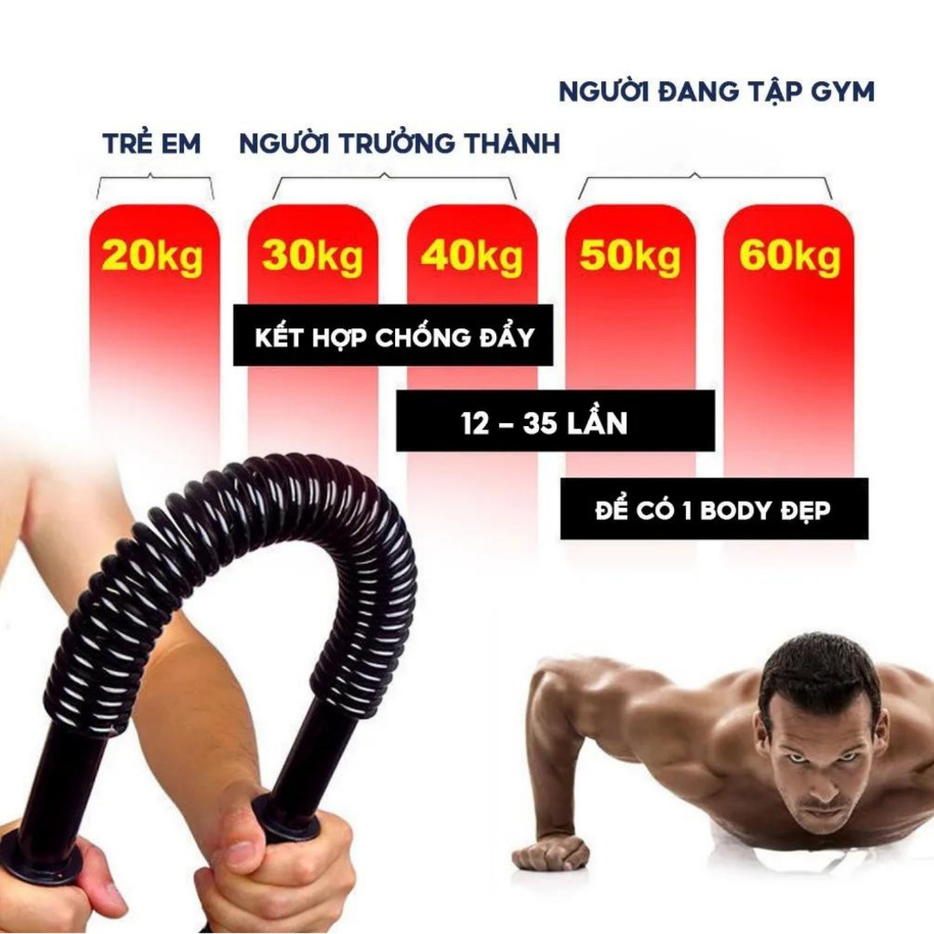 Gậy Bẻ Tập Cơ Tay Gậy Lò Xo Lực 20kg,30Kg,40kg,50kg,60kg