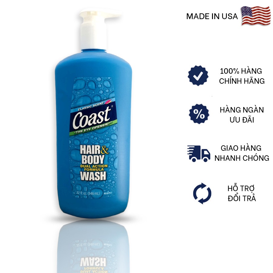 Sữa tắm gội coast classic scent dành cho nam 532ml - usa