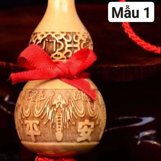 Dây treo Phong Thủy Hồ Lô gỗ đào 33cm (3 mẫu).
