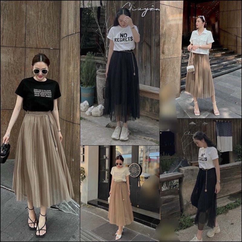 Váy voan nữ tặng kèm đai