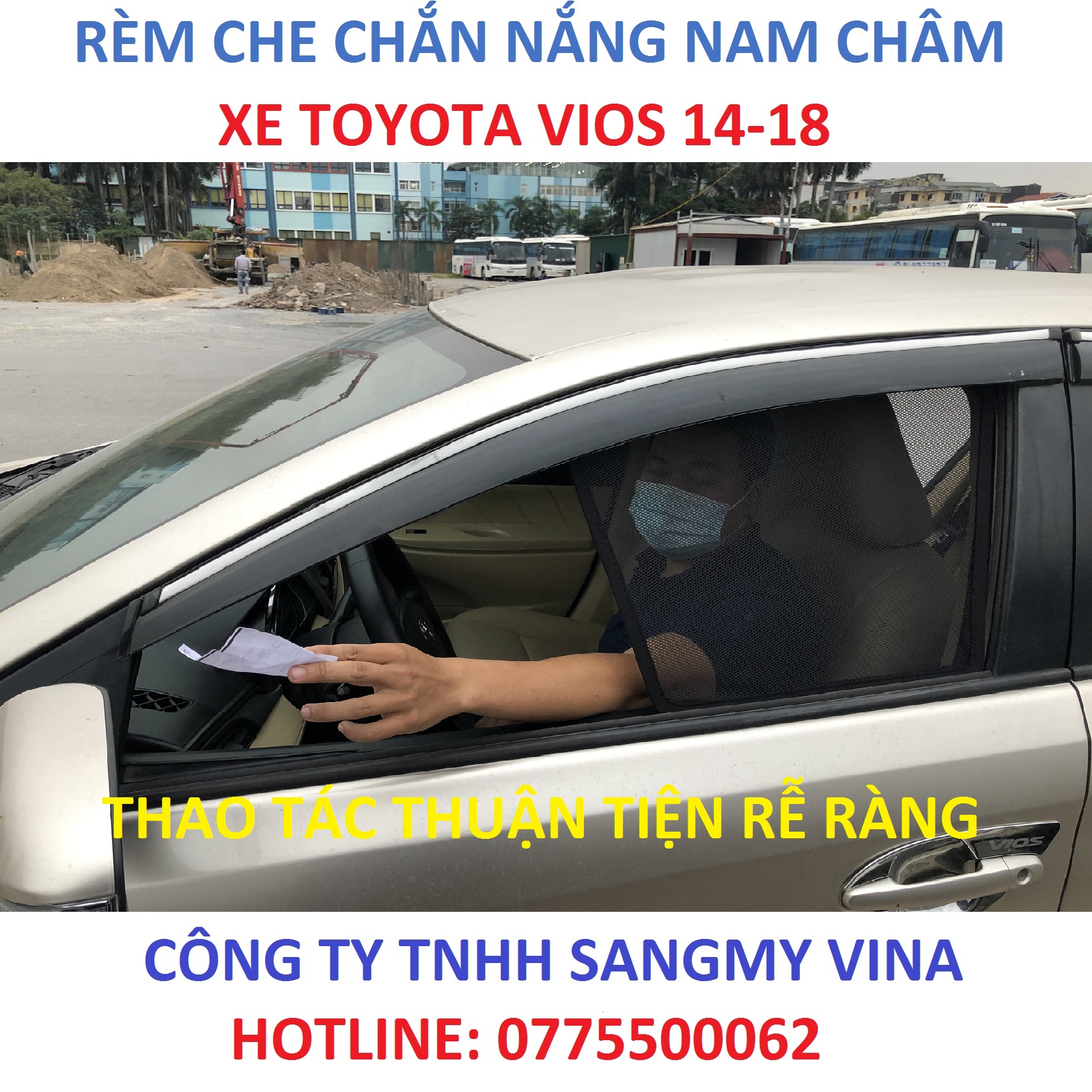 RÈM CHE NẮNG NAM CHÂM TOYOTA VIOS 2014-2018