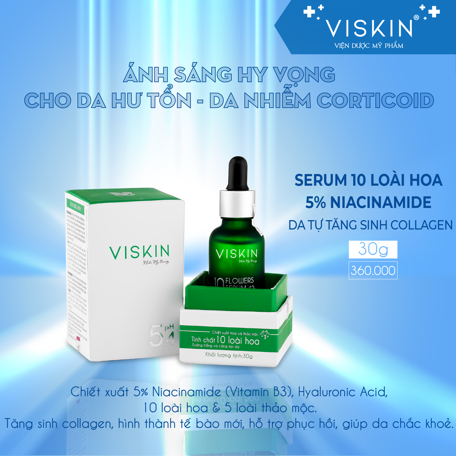 [HCM][CHÍNH HÃNG] SERUM 10 LOÀI HOA VISKIN