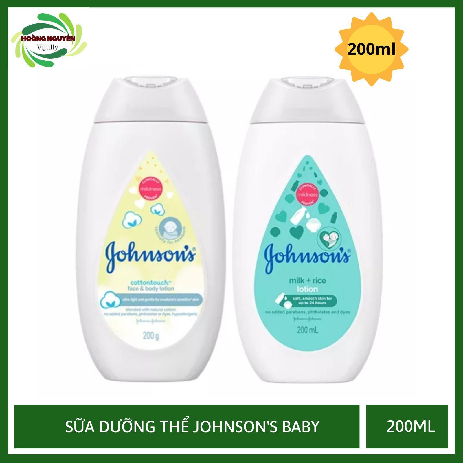 Sữa dưỡng ẩm mềm mịn Johnson s baby cotton touch 200ml & Sữa dưỡng ẩm chứa
