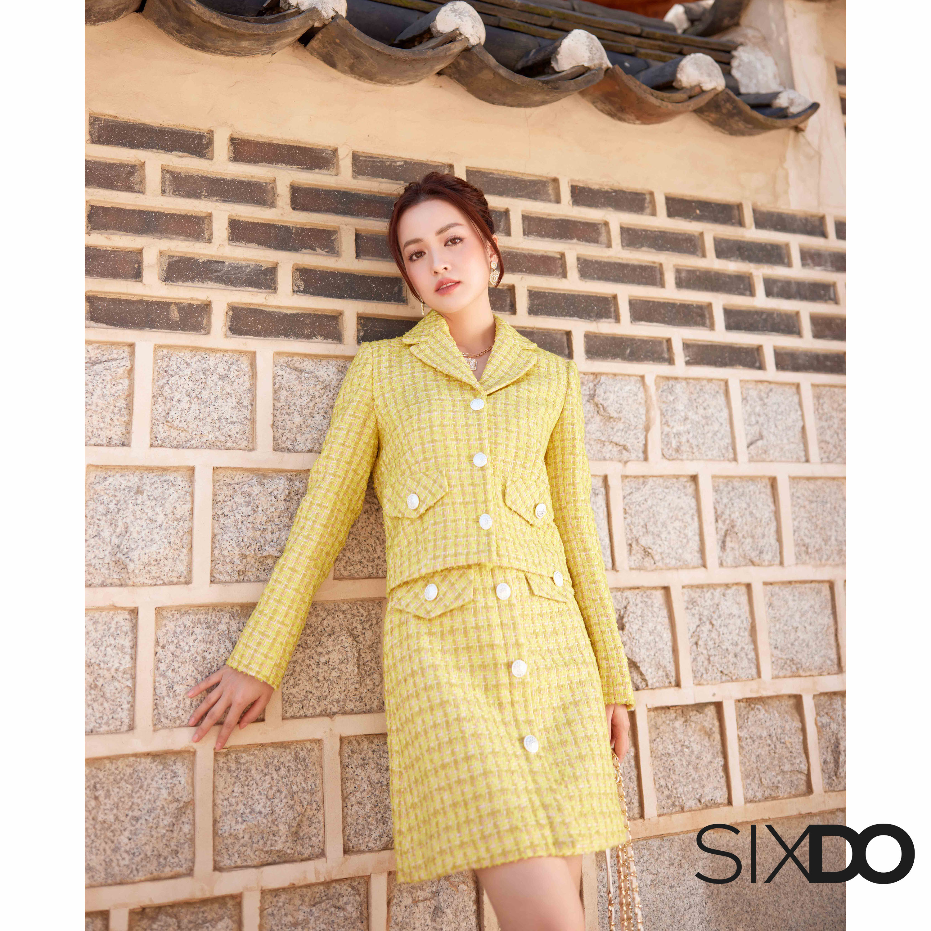 Chân váy tweed phối cúc SIXDO (Mini Tweed Skirt)