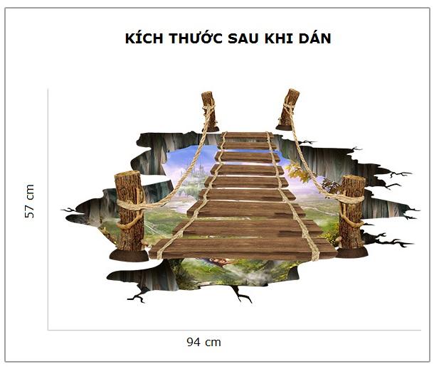 [HCM]Decal dán tường 3D Cầu treo AmyShop DCS049 (60 x 90 cm)