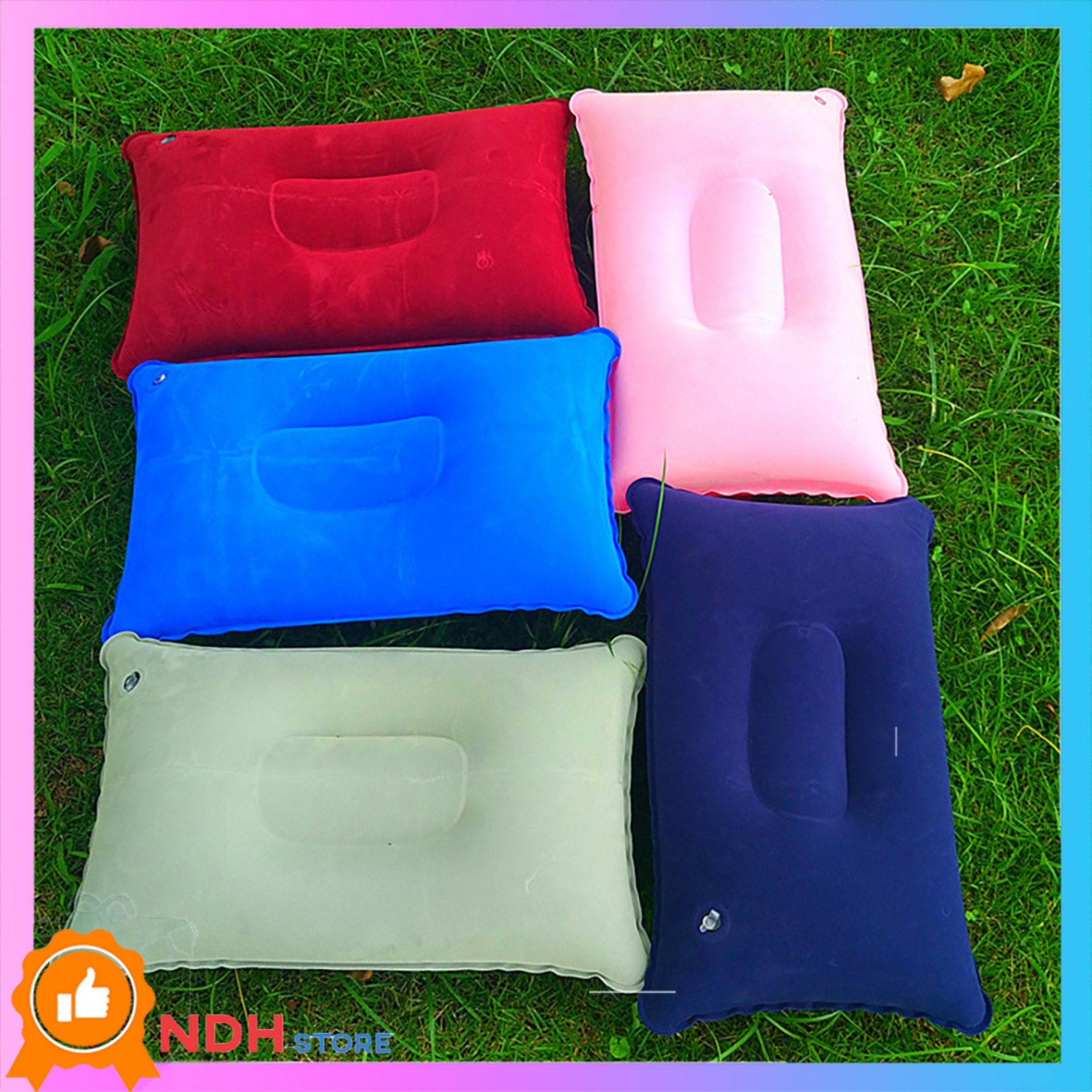 GỐI HƠI VĂN PHÒNG BỌC NỈ kích thước 30x20 cm NHIỀU MÀU_Gối hơi du lịch gối tựa ô tô gối ngủ trưa gối phượt