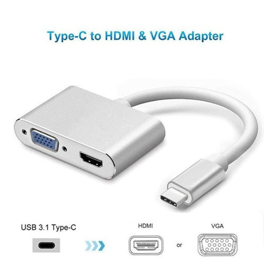 Cáp chuyển type-C ra HDMI và VGA chất lượng cao