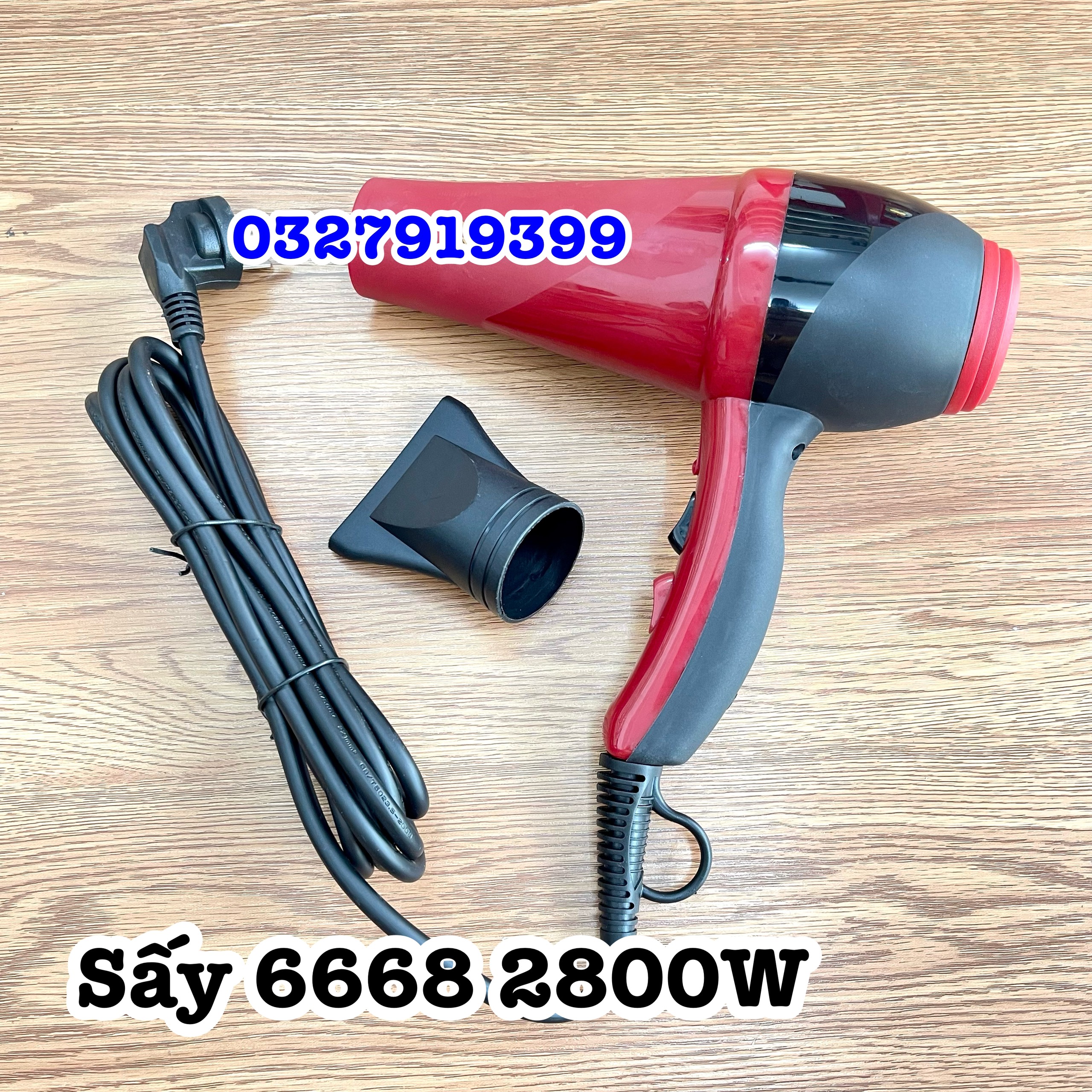 Máy Sấy Tóc VIP 6669 - 2400W Chuẩn Salon, Công Suất Lớn, Thiết Kế Chắc Chắn, Tốc Độ Sấy Nhanh, Luồng Khí Nóng Dịu Nhẹ, Có Đầu Sấy Dẹt 11mm, Dây Dài 3.1m, Bảo Hành 03 Tháng