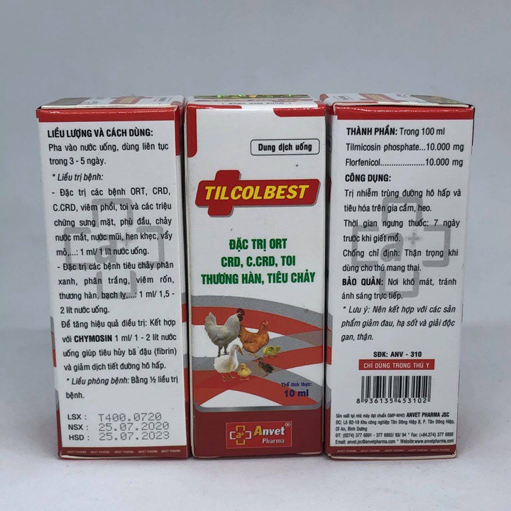 Combo x 3 lọ TILCOLBEST đặc t.rị cac van de ve ho hap cho gà