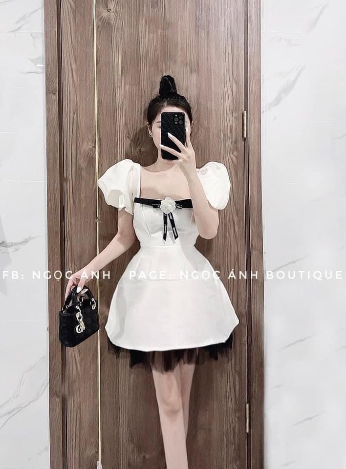 Đầm tapta phối ren phối nơ xinh mẫu mới sang chảnh đẹp ldt1022