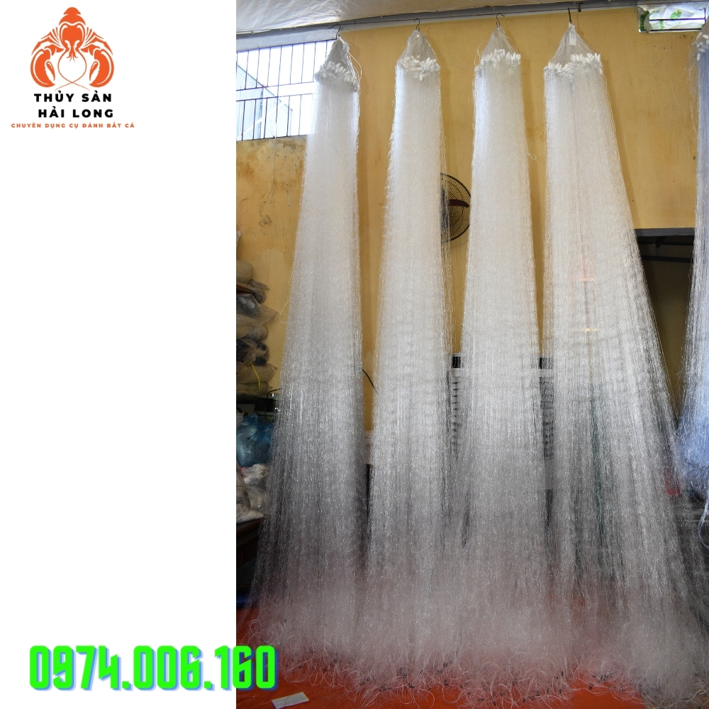 Lưới đánh cá 3 màn cao 2m, dài 90m, ô mắt 9p -10 p(then 5)