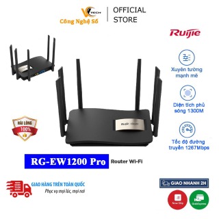 Bộ phát Tốc Độ Cao WiFi Ruijie RG-EW1200G PRO 6 râu,Dual-band AC1300 và RG thumbnail