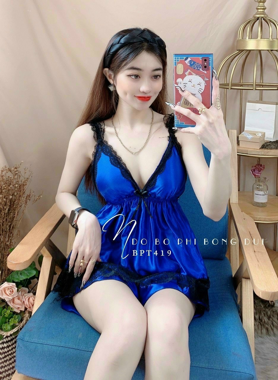 Set Bộ Ngủ Mặc Nhà Phối Ren Sexy Có Mút Ngực Vải Phi Bóng Mềm Mại Freesize Dưới 57KG Đồ Ngủ Sexy Có Mút Quyến Rũ Vải Phi Bóng Mềm Mịn