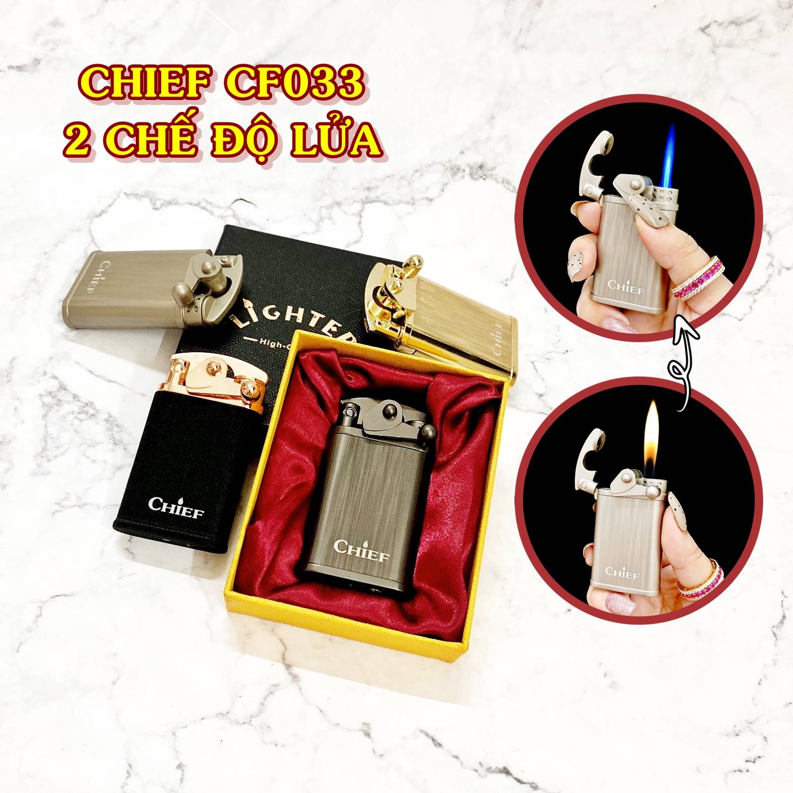 (FREESHIP) HỘT QUẸT BẬT LỬA CHIEF 2 CHẾ ĐỘ LỬA CF033 (LỬA KHÈ VÀ LỬA NGỌN) - BÚNG TAY ĐÁNH LỬA- (XÀI GAS) MẠNH MẼ-KIM LOẠI NGUYÊN KHỐI- BẬT LỬA HỘT QUẸT SINH TỒN-CÓ TẠI SHOP KHAI TÂM