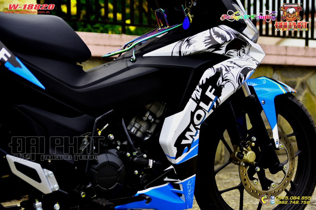 Tem Xe Winner Wolf Xanh Trắng