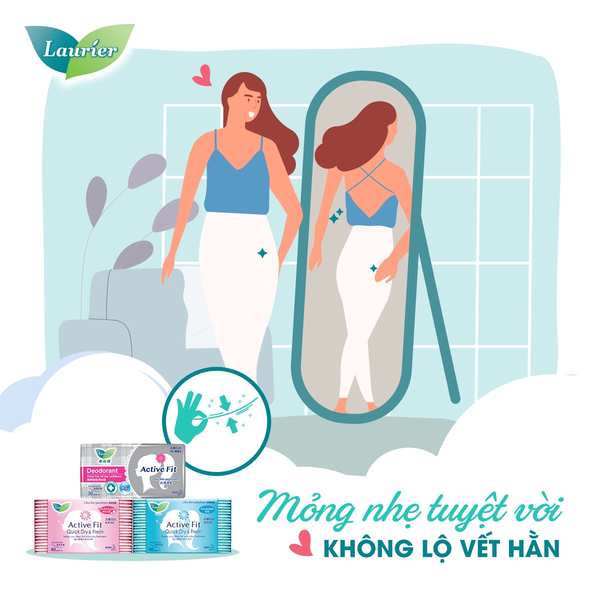 Băng Vệ Sinh Phân Tử Bạc 2 Tác Động Active Fit Laurier 18 Miếng