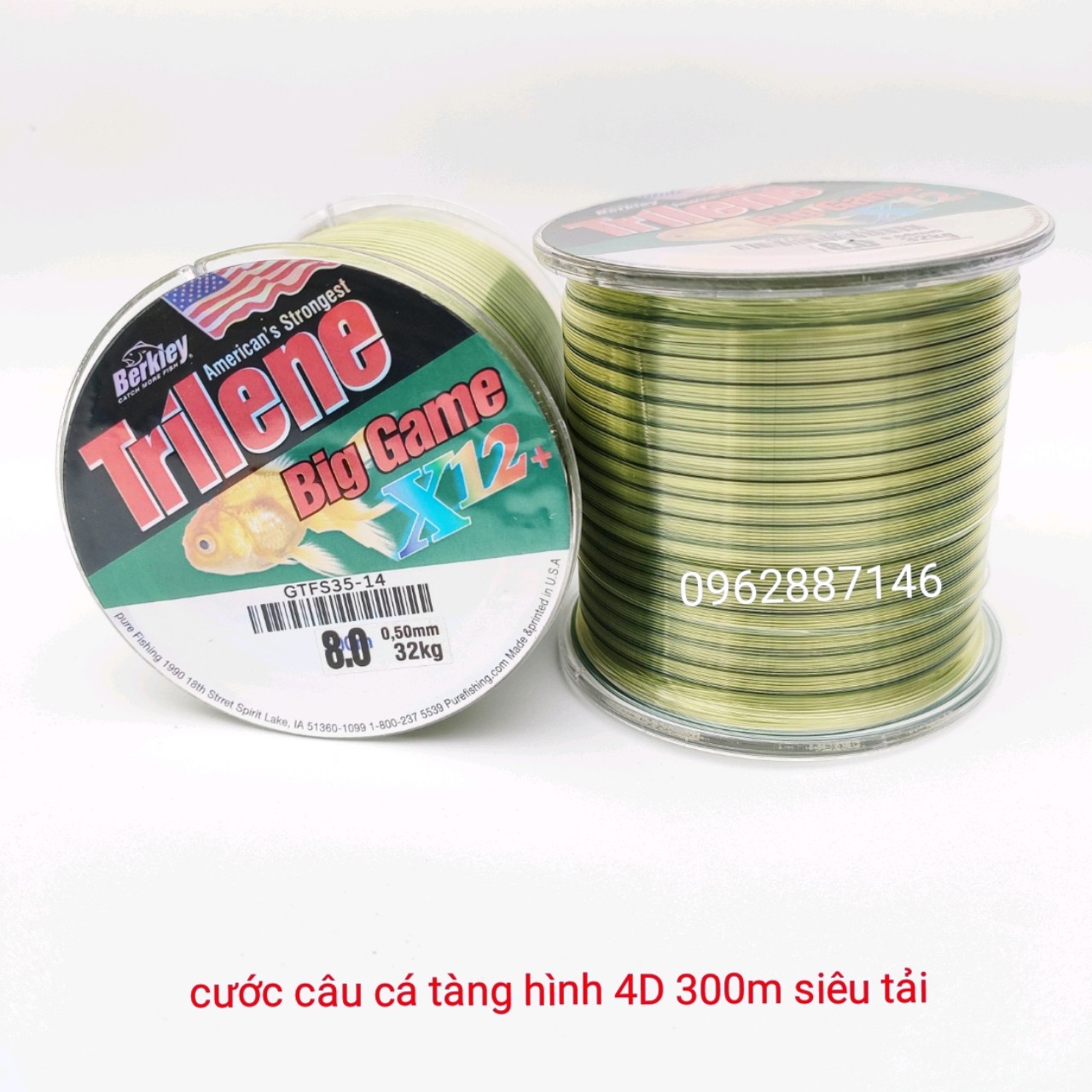cước câu cá triline x12 4D tàng hình 300m siêu tải hot