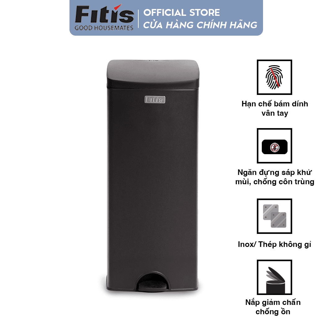 Thùng Rác Fitis Premium - Vuông Đạp Cao (22L)