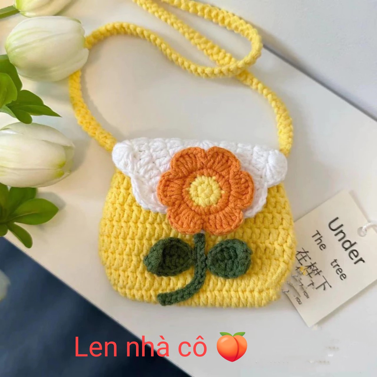 túi hoa đeo chéo dễ thương bằng len handmade
