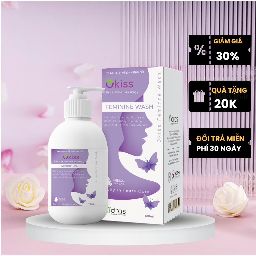 Nước Rửa Phụ Khoa Thảo Mộc Okiss – Sạch Khuẩn, Hết Mùi, Dịu Nhẹ Như Spa!