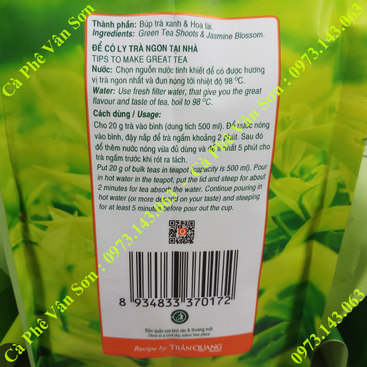 Trà Lài (Nhài) Trần Quang bịch 500g - Green Tea Leaf