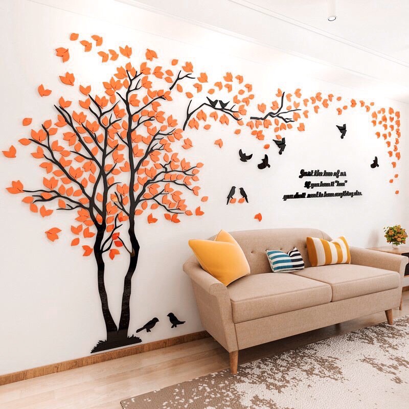 Tranh dán tường phòng khách/phòng ngủ/phòng bếp, tranh mica 3d - Cây tình nhân